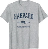 Harvard Massachusetts MA Vintage Sports Design Navy Print T-Shirt