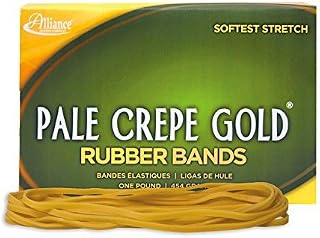 Pack of 2 Alliance Rubber 21405 Pale Crepe Gold Rubber Bands Size #117B, 1 lb Box Contains Approx. 300 Bands (7" x 1/8", Golden Crepe)
