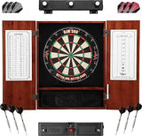 Viper AIM 360 Dartboard, Metropolitan Cinnamon Cabinet, Throw Line Light, Dartboard Lights, and Darts with Spare Flights