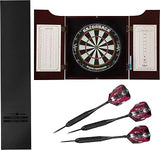 Viper Razorback Sisal Dartboard, Hudson Mahogany Cabinet, Padded Dart Mat & Black Mariah Steel Tip Darts