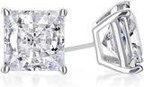 18K White Gold Plated Created White Sapphire CZ Princess Cut Stud Earrings For Women, 1 CT White Push Back Jewelry Gift