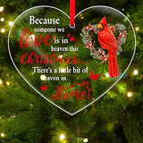 WaaHome Red Cardinal Christmas Ornaments Heart-Shape Christmas in Heaven Ornaments, in Memory of Loss Loved One Ornament for Xmas Tree Decorations Gifts