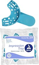 Dynarex Dental Impression Trays - Perforated Dental Tray, Ergonomic Handles - No Natural Rubber Latex - Anterior Lower Size No. 10-12 Pieces per Bag