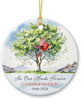 in Our Hearts Forever Personalized Memorial Ornament, Red Cardinal Memorial Christmas Ornaments Tree, Sympathy Ornaments Keepsake, Custom Name & Years Remembrance Ornaments for Loss of Loved Ones