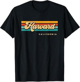 Vintage Sunset Stripes Harvard, California T-Shirt