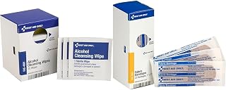 Acme United First Aid Alcohol Cleansing Pads 20 Count and First Aid Only Plastic Bandages 25 Count Bundle