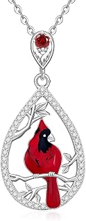 Cardinal Necklace for Women Heart Cross Red Cardinal Gifts jewelry