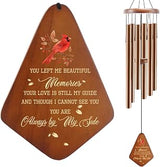 Memorial Sympathy Wind Chimes for Loss of Loved One 32'', Cardinal Wind Chimes in Memory of a Loved One, Cardinal Memorial Gifts, Bereavement Condolence Remembrance Gifts,Wooden,Brown