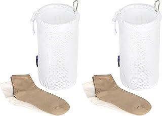 Woolite Sanitized Sock Saver Wash Bag | Prevents Fading | Stretching | Snags | Rust Free | Laundry Accessories | Clips Anywhere | White (Pack of 2)