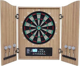 TsoLay Electronic Dartboard, Decorative Dart Board Cabinet Set with Auto-Scoring LCD Cricket Display, Dart Withdrawal Eliminate Points and Voice Prompt Function, for Family Game Rooms
