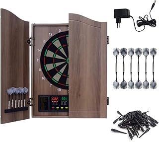 18-inch Professional Electronic Dart Board Cabinet with LED Display, Automatic Scoring, Double Wooden Door Panel, Soft Dart Head, Perfect for Pro Use or Gift
