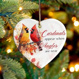 Cardinals Memorial Ornament, Keepsake Gift Heart Ceramic Ornament, Remembrance Gift, Dad Mom Memorial Gifts, Family Loss, Family Tree Christmas Decor