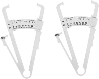 COLLBATH 2pcs Skinfold Caliper Accurate Measurement Tool for Analysis Portable and Lightweight for Men and Women White with Dual Scale
