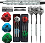 Harrows Sabre 90% Tungsten Steel Tip Darts Set I 21g to 26g All Weights Available I Huge 24pcs Bundle with Spare Shafts, Prime Flights & Travel Case