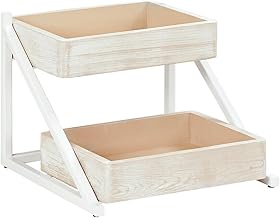 Cal-Mil Newport 16 1/2" x 15 1/2" x 12" 2-Tier White-Washed Pine Wood Display Merchandiser 3448-113 WS-2113448113-NPF