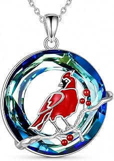 SUPAC Red Cardinal Wing Ring, and Necklaces, Silver-Plated 'I Am Always with You' Inspirational Message, Adjustable - Christmas, Party, or Birthday Gift