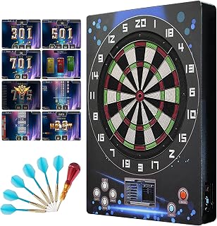 Electronic Dart Machine, 15.5 Inch Soft Tip Nylon Dartboard Digital Dart Machine,Comes with 7 Darts and 100 Soft Tips for Commercial and Home Use with Both Coin and Free Play Option