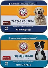 Arm & Hammer Dental Mints Bundle for Dogs - Tartar Control (Beef Flavor) & Fresh Breath (Chicken Flavor) - Helps Reduce Plaque, Tartar, and Doggie Breath Without Brushing, 40 Count Each