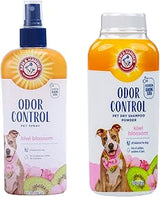 Arm & Hammer Dog Odor Control Bundle - Super Deodorizing Spray (Kiwi Blossom, 8 oz) & Dry Shampoo Powder (Kiwi Blossom, 4.2 oz), Odor Eliminator for Dogs & Puppies