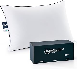 Pacific Coast White Goose Down Fiber Bed Pillow, Hotel Collection Pillow for Back, Stomach and Side Sleepers, Medium Support, Downproof, Standard Size, 1 Pack