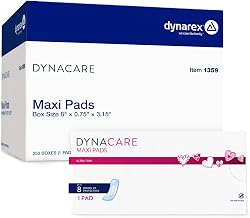 Dynarex Maxi Pads Ultra Thin Without Wings - Moderate Absorbency Feminine Sanitary Pads, Flexible Comfort, Leak-Free Protection, Unscented, 250/Box