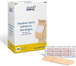 Dynarex Sterile Adhesive Fabric Bandages – 1" x 3" Flexible Wound Dressing for Minor Cuts, Breathable Material, Secure Fit with Non-Stick Pad, 1 Box of 50