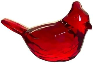 Red Acrylic Cardinal Figurine Home Decor Glass Red Bird Statue for Illuminated Home Display Collectible Figurines Décor Accents