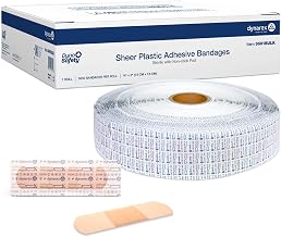 Dynarex Sheer Plastic Adhesive Bandages Water-Resistant and Sterile Non-Stick Pad First Aid Covers Minor Cuts Scratches - 3/4" x 3", Case of 24 Boxes, 100 per Box