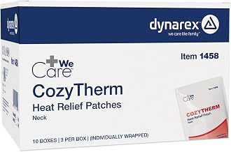 Dynarex CozyTherm Heating Relief Patch for Neck & Shoulders - Odorless, 8-Hour Neck-Ache Heating Pads, 3 Individually Wrapped Patches per Box, 10 Boxes per Case