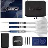 Harrows GEO Parallel 90% Tungsten Darts Premium Set with Solo Integrated Flights and Shafts | Steel Tip Darts 23g, 24g & 25g | with Quick Point System Tool & Extra Tips, GEO Case & Vault Case