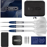 Harrows GEO Bomb 90% Tungsten Darts Premium Set with Solo Integrated Flights and Shafts | Steel Tip Darts 23g & 25g | with Quick Point System Tool & Extra Tips, GEO Case & Vault Case