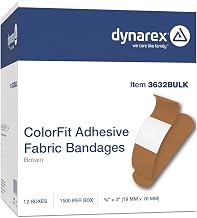 Dynarex ColorFit Sterile Adhesive Fabric Skin-Tone Bandages – Brown, 3/4" x 3" Flexible Wound Dressings, Breathable Material, Non-Stick Pad, Case of 12 Boxes, 1500 per Box