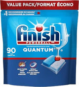 Finish Quantum Dishwasher Detergent Pods, 3-Chamber Formula, 90 Tabs