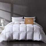 Pacific Coast Luxury White Goose Feather Down Fiber Comforter King Size, All Season Hotel Collection Duvet Insert, Ultra Soft, Breathable Bedding Comforter with 8 Corner Tabs, 106x90 Inch White