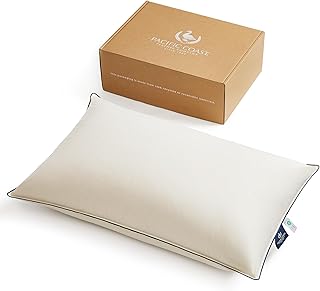 Pacific Coast Down Pillow, Luxury Hotel Collection Bed Pillow for Sleeping, King Size of 1, 100% Organic Cotton Shell, 650 Fill Power, Soft Pillows, Suit for Stomach Sleepers