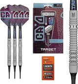 Target Darts Cryo Soft Tip Dart Set, Barrels 11/12/13 – 18G/19G/20G/21G | 90% Tungsten Barrel, Cryo Tips, Pro Grip Tag Shafts & No.6 Flights, Claret Purple & Blue Design