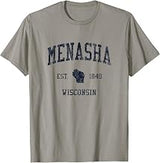 Menasha WI JN1 Vintage Athletic Blue Design T-Shirt