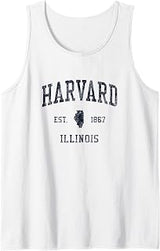 Harvard IL JN1 Vintage Athletic Blue Design Tank Top