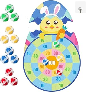 Yquqwn Easter Chicken Dart Board Game Set with 12 Sticky Balls, Easter Basket Stuffers Eggs Filled Gifts for Kids School Games Kid's Birthday Gifts Easter Supplies Decorations