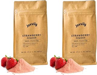 Jovvily Strawberry Powder - 1lb - Smoothies - Shakes (Pack of 2)