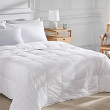 Pacific Coast Lightweight Goose Feather Down Fiber Comforter Twin Size, Summer Duvet Insert, Ultra Soft, Breathable, Hotel Luxury Bedding with 8 Tabs, White, 68 x 90 Inches