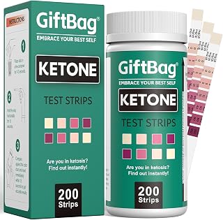 200 Upgraded Ketone Test Strips with Built-in Color Chart – Quick & Accurate Ketosis Urine Test – Perfect for Ketogenic, Low-Carb, Atkins, and Paleo Diets – Extra-Long Strips for Easy Use