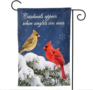 Cardinals Appear Winter Garden Flag 12x18 Inch Double Sided Memorial Red Bird Winter Outdoor Yard Decor