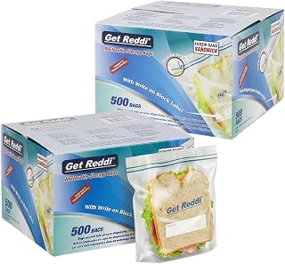 Inteplast 2-Pack Reclosable Sandwich Storage Bags, 6.5 x 5.8 in, 1000 Count