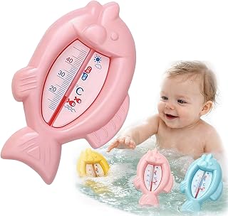 Cartoon Floating Temperature, Fish Shape Water Thermometers, Lovely Kids Bath Thermometers, Waterproof Digital Floating Water Thermometer,Accurate Measure, for Boys Girls (Pink)