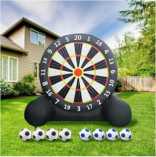 10FT Giant Inflatable Soccer Dart Board Backyard Games, with Build in Blower, 8 Soccer Balls, Large Kick Football Target Dartboard for Outdoor Yard Lawn Family Adults