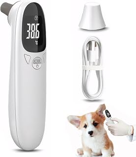 Ear Thermometer for Pet Ear Temperature Thermometer Dog Accurate 32-42.9℃ Temperature Digital USB Rechargeable 5x1.5 Pet.