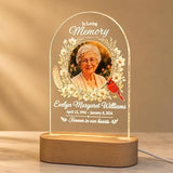 EternalEcho Personalised Cardinal Memorial Night Light with Photo, Name and Dates, Red Bird and Feather Acrylic LED Remembrance Lamp, Sympathy Gift for Loss