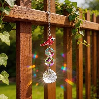 Cardinal-Shaped Crystal Suncatcher Ornament, Hanging Rainbow Prism Suncatcher, Suitable for Windows, Gardens, Patios, Home Decor, Courtyards, Lawns