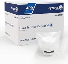 Dynarex LabChoice Urine Containers with Temperature Strip - 90 mL - Specimen Cups with Leak-Resistant Screw-On Lids - Sterile and Individually Wrapped - 400 per Case